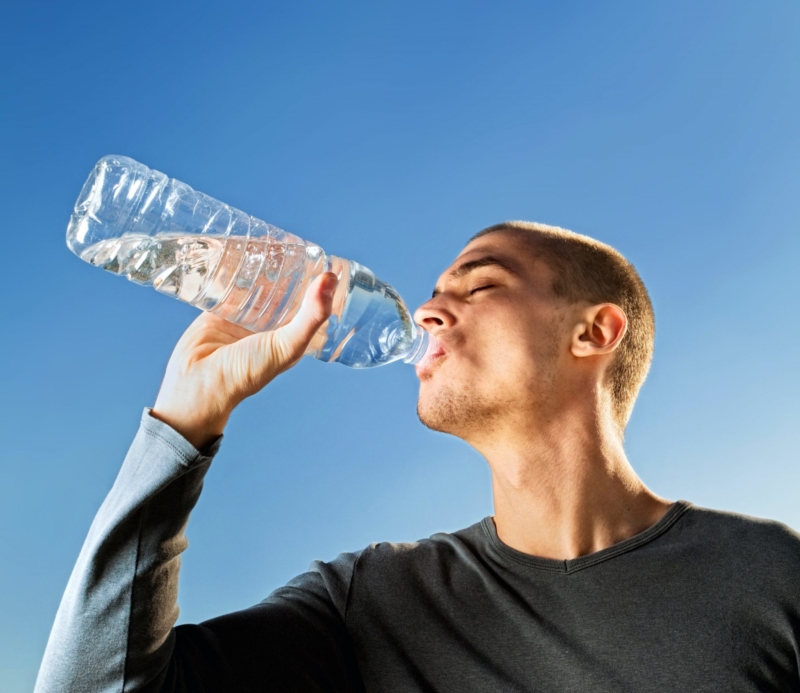 Enjoying a refreshing glass of water
